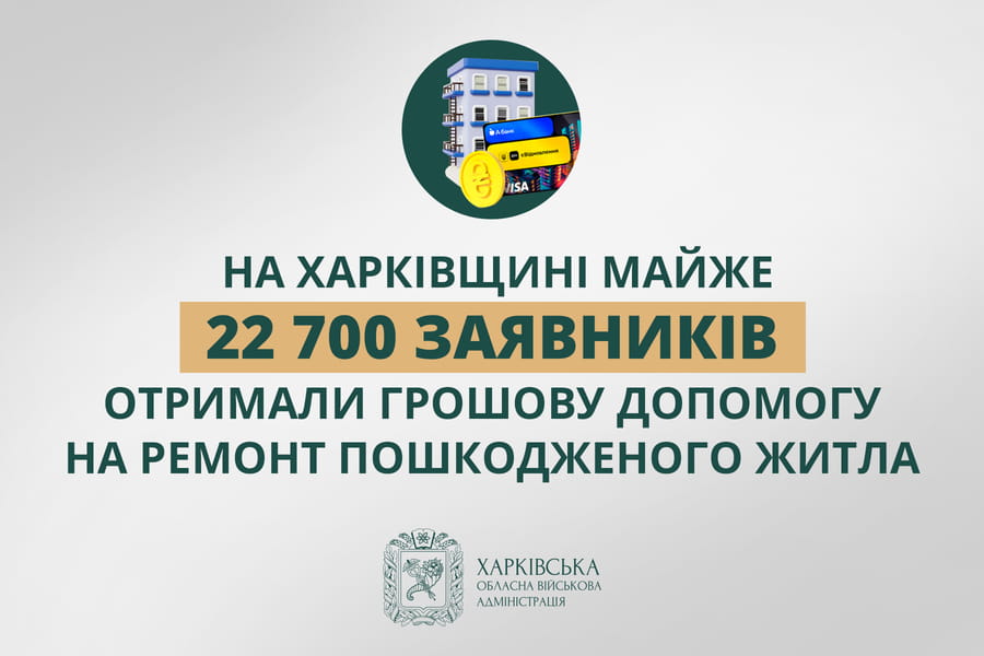 На Харківщині майже 22 700 заявників отримали грошову допомогу на ремонт пошкодженого житла