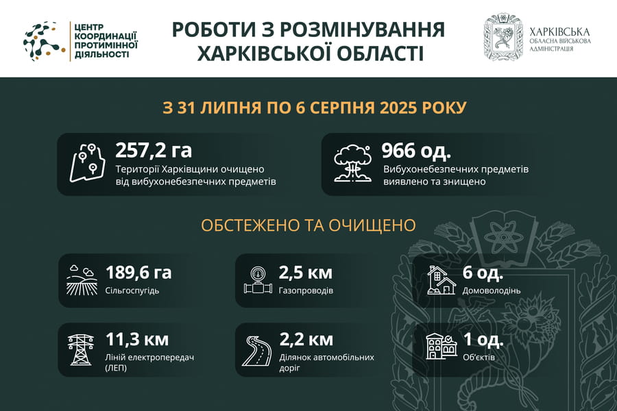 На Харківщині за тиждень виявили та знищили майже 1000 вибухонебезпечних предметів На Харківщині за тиждень виявили та знищили майже 1000 вибухонебезпечних предметів