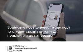 Водійське, техпаспорт та студентський квиток у «Дії» відтепер на рівні з паперовими: ухвалені постанови Водійське, техпаспорт та студентський квиток у «Дії» відтепер на рівні з паперовими: ухвалені постанови
