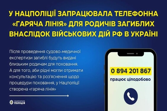 Запрацювала телефонна «гаряча лінія» для родичів загиблих внаслідок військових дій рф в Україні