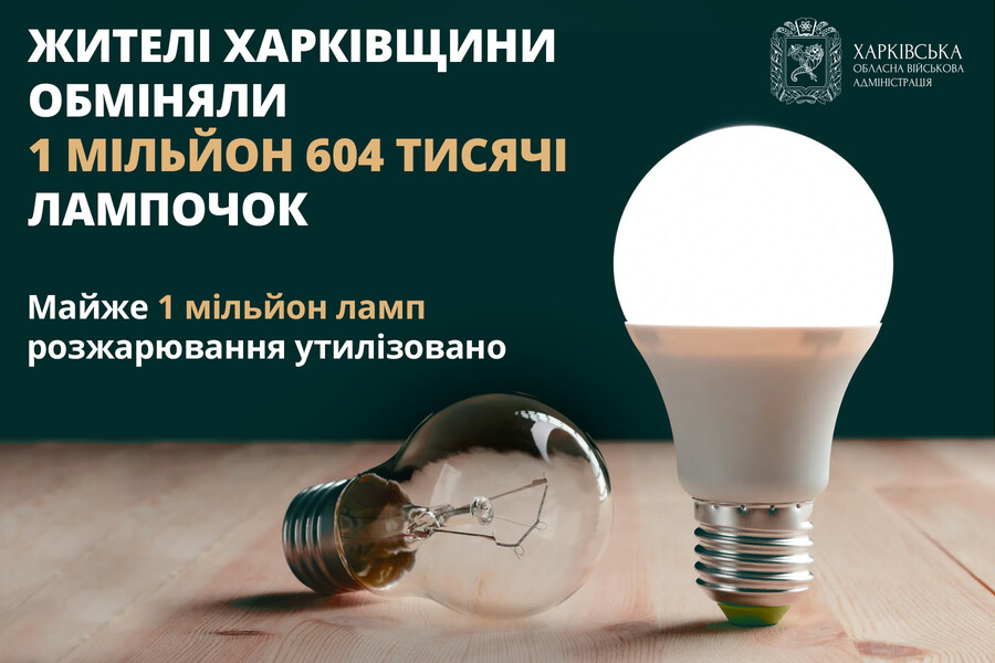 На Харківщині завершується програма з обміну ламп розжарювання на світлодіодні