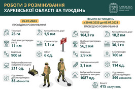 За тиждень у Харківській області розмінували понад 164 гектари території