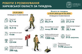 Впродовж тижня на Харківщині розмінували понад 55 гектарів території