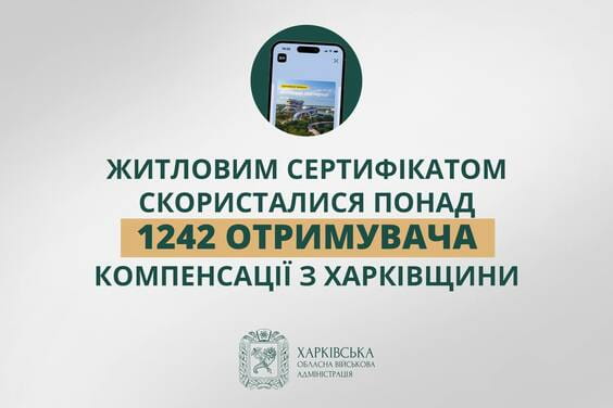 Житловим сертифікатом скористалися понад 1200 отримувачів компенсації з Харківщини