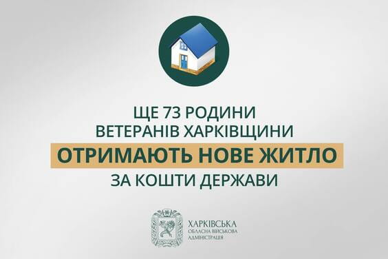 Нове житло отримають 73 ветерани та родини захисників з Харківщини – Олег Синєгубов Нове житло отримають 73 ветерани та родини захисників з Харківщини – Олег Синєгубов