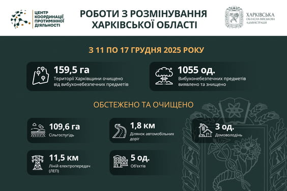 На Харківщині за тиждень виявили та знешкодили понад 1000 вибухонебезпечних предметів