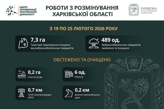 На Харківщині за тиждень виявили та знищили майже 500 вибухонебезпечних предметів