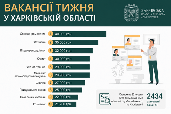 Вакансії тижня у Харківській області