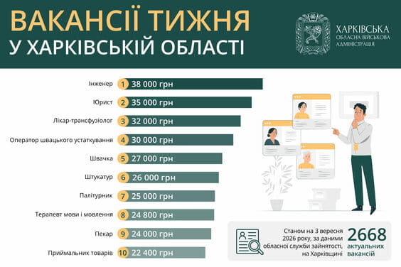 Вакансії тижня у Харківській області 