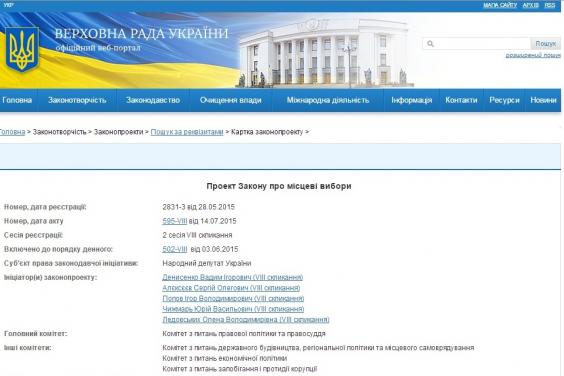 8 серпня набуває чинності Закон України «Про місцеві вибори»